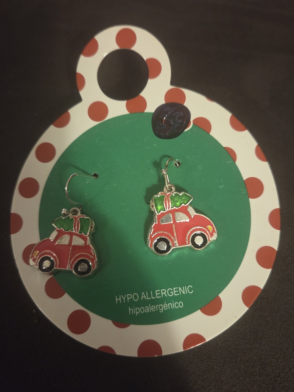 Hypoallergenic Red Car Tree Earrings for Kids